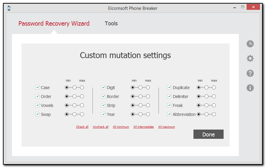 custom mutation settings