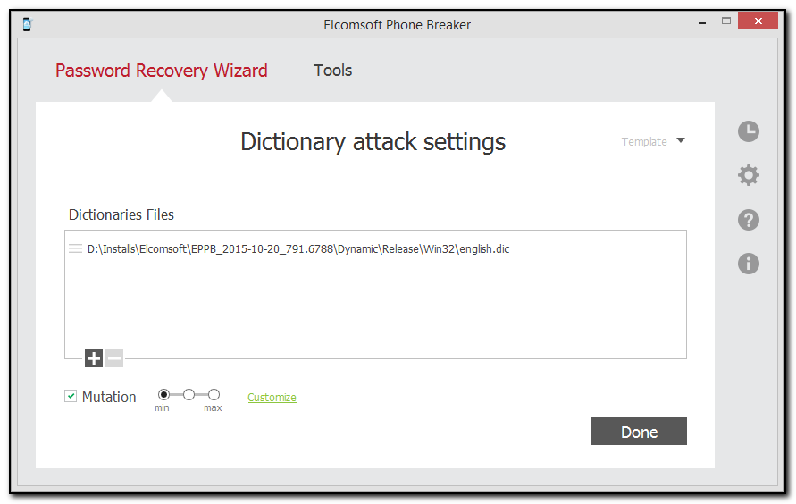 dic attack settings